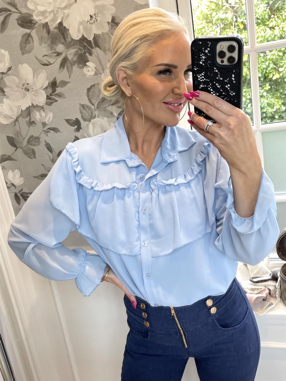 Chia - Tunika i chiffong med volanger